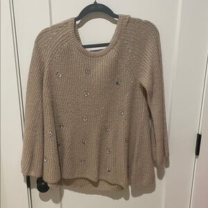 LC Lauren Conrad Tan Sweater with Embellishments
